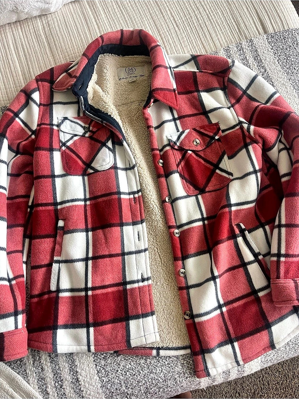 Plaid Sherpa-Lined Jacket